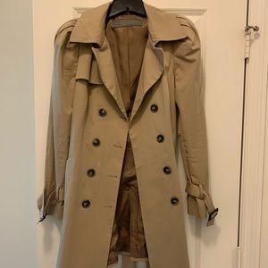 Zara Puff Sleeve Khaki Trench Coat